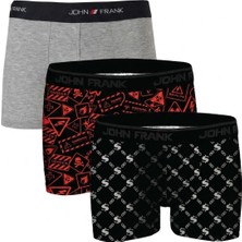 John Frank Logolu Pamuklu 3'lü Paket Boxer Erkek Boxer Jfbs3