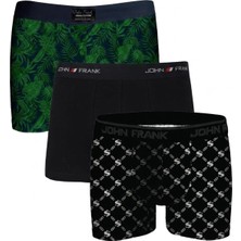 John Frank Logolu Pamuklu 3'lü Paket Boxer Erkek Boxer Jfbs3