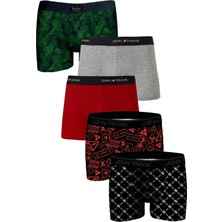 John Frank Logolu Pamuklu 5'li Paket Boxer Erkek Boxer Jfbs5