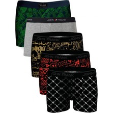 John Frank Logolu Pamuklu 5'li Paket Boxer Erkek Boxer Jfbs5