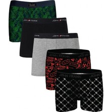 John Frank Logolu Pamuklu 5'li Paket Boxer Erkek Boxer Jfbs5