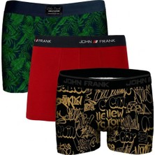 John Frank Logolu Pamuklu 3'lü Paket Boxer Erkek Boxer Jfbs3