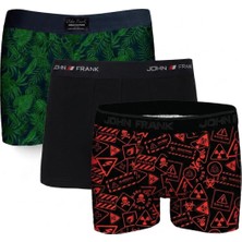 John Frank Logolu Pamuklu 3'lü Paket Boxer Erkek Boxer Jfbs3