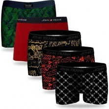John Frank Logolu Pamuklu 5'li Paket Boxer Erkek Boxer Jfbs5