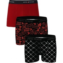 John Frank Logolu Pamuklu 3'lü Paket Boxer Erkek Boxer Jfbs3