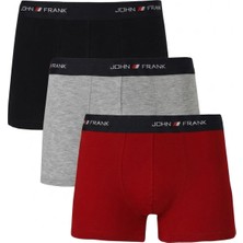 John Frank Logolu Pamuklu 3'lü Paket Boxer Erkek Boxer Jfbs3