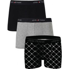 John Frank Logolu Pamuklu 3'lü Paket Boxer Erkek Boxer Jfbs3
