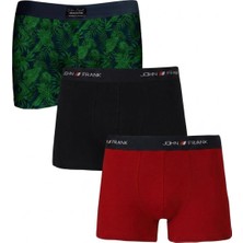 John Frank Logolu Pamuklu 3'lü Paket Boxer Erkek Boxer Jfbs3