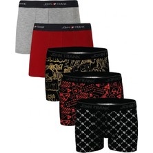 John Frank Logolu Pamuklu 5'li Paket Boxer Erkek Boxer Jfbs5