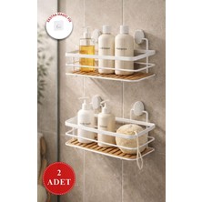 Okyanus Home Eko Magic Yapıştır&vidala Beyaz Due 2 Adet Dikdörtgen Lamalı Maxi Şampuanlık 13 x 30 cm