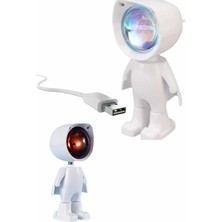 Uravas Store Gün Batımı Lambası Işık Arka Plan Projektör Sevimli Astronot Enerji Tasarruflu