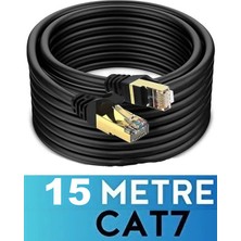 Maxgo 3156 Internet Kablosu 15 Metre - Cat 7 Kablo 15 Metre Ethernet Kablosu Cat7 - 10Gbps Network Kablosu Siyah Renk Ağ Kablosu