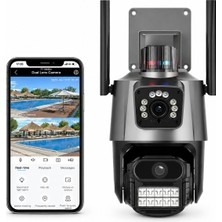 Al-tech Bilişim 8mp Çift Lens Ptz Wifi Güvenlik Kamerası IP65 Su Geçirmez Insan Algılama Sesli Alarmlı Çakarlı