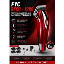 GUNKES Fyc RFCD-1288 Saç Sakal Kesme Makinesi Profesyonel Kullanım, 6 Saat Çalışma Süresi, 4 Kılavuz Tarak