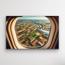 Artcrelier Uçak Penceresi Manzara Kanvas Tablo 100X160CM