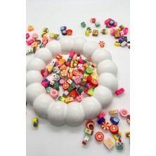 Hobi Dünyası Evim 20 Adet Fimo Boncuk Şeker Cupkek Lolipop Boncuk Takı Yoka Aksesuar Anahtarlık Charm Boncuğu