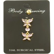 Bijuteri Net Kelebek Zirkon Taşlı Piercing 1 Adet