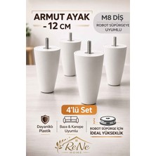 Armut Mobilya Ayağı 4 Adet 12 cm (Ceviz) Robot Süpürgeye Uyumlu Koltuk Kanepe Baza Ayağı Seti
