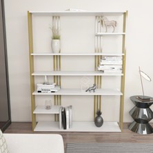 Decorotika Jenny Kitaplık Beyaz Gold Demir