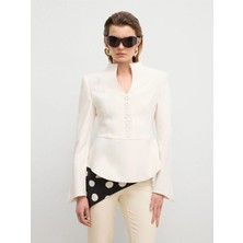 Love My Body Moda Tutkusu Mono Kapama Peplum Ceket Kemik 119M2308000
