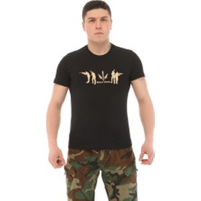 Single Sword Bisiklet Yaka Kısa Kollu Baskılı Kadın&erkek T-Shirt Renk: Siyah Beden: Xl