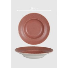 Rinart 6 Lı 26 cm Rosa Desenli Porselen Makarna Tabağı Şık Sunum ve Servis Tabağı