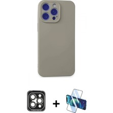 Pileli Store Pilelistore™ iPhone 15 Pro Max Kılıf Ahenk Serisi - Siyah 3D Antistatik Seramik Nano Ekran Koruyucu + Pvd Metal Kamera Lens - Gı