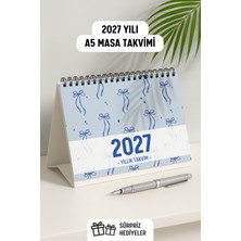 Eldesen Tasarım 2027 Masa Takvimi Spiralli A5 (21X16CM) Büyük Boy / Resmi Tatiller ve Hafta Sonları / 12 Aylık