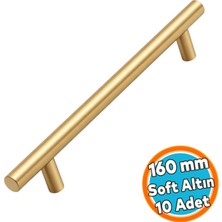 Nzb Mobilya Mutfak Dolap Çekmece Dolabı Kulbu Kulpu Kulpları Soft Altın Metal (160 Mm) 10 Adet
