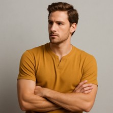 Uomo Park Henley Tişört Basic Casual T Shirt 2124