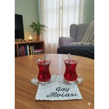 Rivelcandle 2 Li Çay Mum ve 1 Adet Etamin Işlemeli Peçete Seti Harika 3 Lü