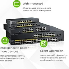 Depo Store 8 Port Gigabit Poe Switch | Smart Managed | Masa/duvar Montajı ve Fansız Tasarım | 70 W Bütçe ile 8 Poe+ Bağlantı Noktası | Vlan, Igmp, Qos