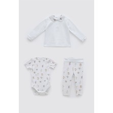Atelier Babbi 3'lü Body & Pantolon & T-Shirt Seti - Theatre / Mavi