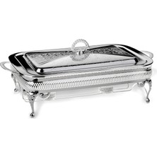Depo Store Anne Ingiliz Gümüşü Isıtıcılı Dikdörtgen Yemek Servis 46 x 25 x 19 cm