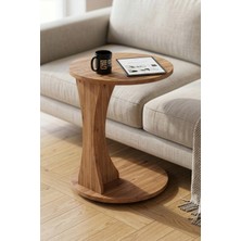 Reyo Falez Tekerlekli Yan Sehpa Modern C Sehpa Minimal Tasarım Yuvarlak Orta Sehpa Salon Koltuk Yanı 6097 Atlantik