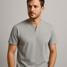 Uomo Park Henley Tişört Basic Casual T Shirt 2124