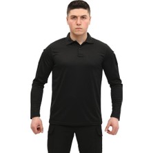 Single Sword Polo Yaka Uzun Kol Taktik T-Shirt Renk: Siyah Beden: 2xl