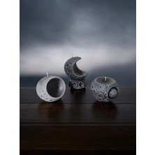 Rivelcandle 🌓 Ay Krateri Desenli 4’lü Dekoratif Mum Seti – Uzay Temalı Tasarım