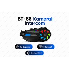 Nivego Nvg Bt-68 Kameralı Motosiklet Kask Kulaklığı Intercom Bluetooth 5.4 1080P Interkom Rgb Işıklı IP65 Su Geçirmez