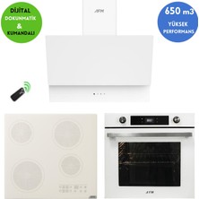 Alveus Afm Serisi Lugan Vitro. Elektrikli Cam Beyaz Ankastre Set ( V6-05 + FM7701 + FM3401W )