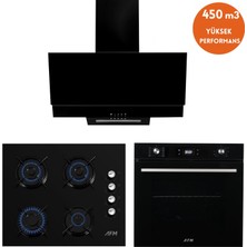 Alveus Afm Serisi Luvante Turbolu Cam Dijital  Siyah  3'lü Ankastre Set ( FM7700 + FM2200 + FM3300)