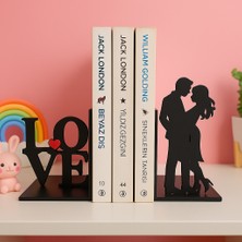 Todekora Love ve Çift Figürlü Kitap Tutucu Romantik Dekoratif Kitaplık Aksesuarı Raf Düzenleyici