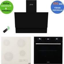 Alveus Afm Serisi Fredo Vitro. Elektrikli Cam Siyah Ankastre Set ( V6-05 Beyaz + FM7700 + FM3400B )