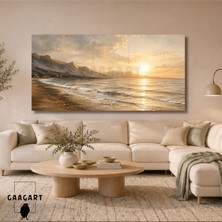 Gaagart Panoramik Kanvas Duvar Tablosu Soyut Yağlı Boya Görünümlü Kremrengi Yansımalı Manzara