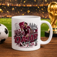 Bk Gift Katar Taraftar Temalı 2026 Dünya Kupası Tasarımlı Beyaz Kupa Bardak