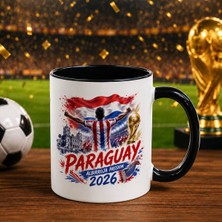Bk Gift Paraguay Taraftar Temalı 2026 Dünya Kupası Tasarımlı Siyah Kupa Bardak