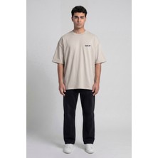 Backlain Mod Style Unisex Oversize Baskılı Tişört %100 Pamuk Günlük Stil