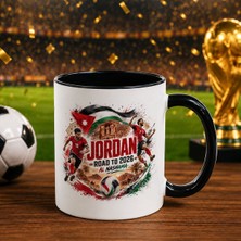 Bk Gift Ürdün Taraftar Temalı 2026 Dünya Kupası Tasarımlı Siyah Kupa Bardak