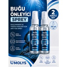 MOLYS Anti Fog Sprey 50 ml x 2 - Dalış Maskesi ve Yüzücü Gözlüğü Buğu Önleyici - Alcohol Free