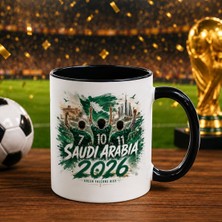 Bk Gift Suudi Arabistan Taraftar Temalı 2026 Dünya Kupası Tasarımlı Siyah Kupa Bardak